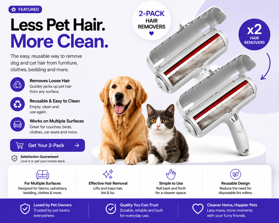 VIBOW Pet Hair Remover 2-Pack — reusable pet hair removal tools